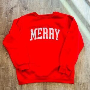 Merry Christmas holiday long sleeve Sweatshirt fleece Red size L sleepwear